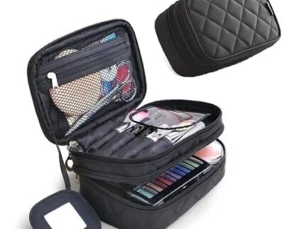 Fabskin Makeup Pouch Organiser | Large Cosmetic Vanity Bag for Women Pouch Bag for Women | Makeup Bag for Travel, Cosmetic Bag Pouch, Makeup Organizer Perfectly Fit in Any Suitcase Or Big Bag - Black