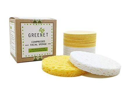 Facial Sponges (60 Count) for Natural Beauty, Exfoliation, and Deep Facial Cleansing | White and Beige Sponges Included, 2 Different Shapes for Choice | 100% Cellulose Facial Sponges by Greenet