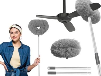 Fulminare Fan Cleaner Brush with Long Rod Flexible Fan Cleaning Mop Microfiber Dust Cleaner Foldable Duster for Home Cleaning Microfiber Duster for Cleaning of Home, Kitchen, Car, Ceiling (King)