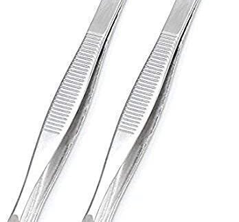 GIRLYZ ATTIRE Flat Tip Metal Tweezer and Plucker For Upper Lip, Eyebrows and Blackhead, Silver (Pack of 1) Tweezer