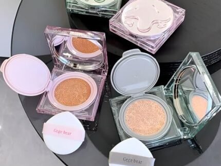 Gege Bear Rain And Dew Transparent Air Cushion Foundation | High Coverage | Natural Glow Face Makeup | Waterproof, Long Lasting & Non-Sticky Moisturizing Formula | Airbrush Flawless Super Stay | Life Forever Korean Style Mousse Foundation For Women (02#Natural Color, 13g)