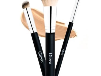 Gleva 3 Pcs Foundation Concealer Brushes Set, Under Eye Mini Angled Brush, Nose Contour Brush, Small Makeup Foundation Brushes Blending Liquid Cream Or Flawless Powder Cosmetics Buffing Kabuki Brushes