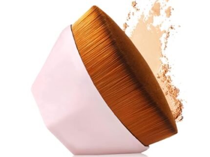 Gleva Foundation Makeup Brush, Flat Top Kabuki Hexagon Foundation Brush for Face Makeup Blending Liquid & Cream Cosmetics Brush with Protective Case (Light Purple)