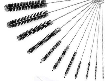 HASTHIP® 12pcs Straw Cleaner Brushes, 8 Inch Tube Cleaning Brush and Nylon Pipe Brush Kit for Sippy Cup, Tumbler, Water Bottle, Drinking Straw, Black
