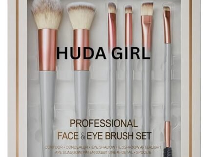HUDA GIRL 6 Pcs Makeup Brush Set for Women & Girls | Foundation, Blush, Powder, Lip Liner & Multi-Purpose Professional Brushes | Soft Bristles, Travel-Friendly & Easy to Use Makeup Tools