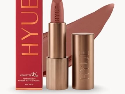 HYUE Velvette Kiss Matte Bullet Lipstick | Biscotti Naughtie | Feather Light & Powder Finish | Long-Wear Intense Color | With Jojoba, Almond & Gooseberry | Smudge-Proof, Travel-Friendly, Precision Tip