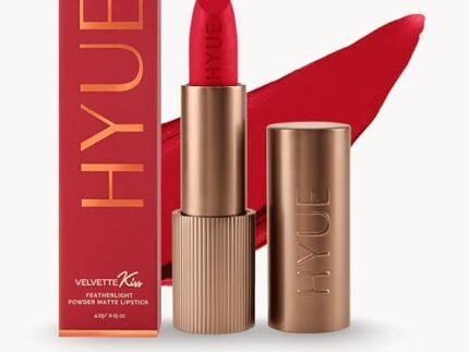 HYUE Velvette Kiss Matte Bullet Lipstick | Red Hot Riot | Feather Light & Powder Finish | Long-Wear Intense Color | With Jojoba, Almond & Gooseberry | Smudge-Proof, Travel-Friendly, Precision Tip