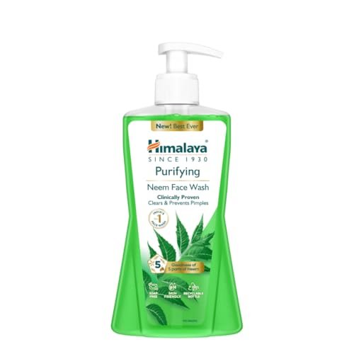 Himalaya Purifying Neem Face Wash|Clears and Prevents Pimples & Acne|Made with 5 parts of Neem|New & Best Ever clinically Proven formula|Gently Cleanses|For men and women|400 ml Himalaya Purifying Neem Face Wash|Clears and Prevents Pimples & Acne|Made with 5 parts of Neem|New & Best Ever clinically Proven formula|Gently Cleanses|For men and women|400 ml