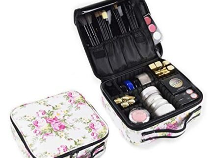 House of Quirk Floral 22 Cms Makeup Box/Cosmetic Pouch (1 Count (Pack Of 1)_Makeup_Case_Small_Whiteflo_White Flower)