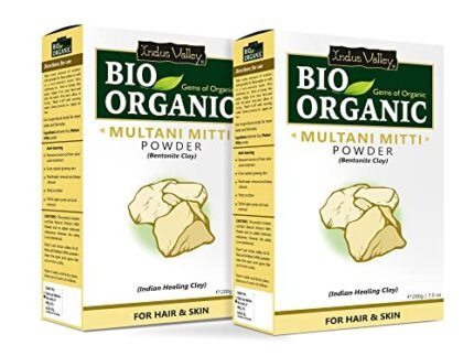 INDUS VALLEY BIO Organic Multani Mitti Powder | Healing Clay | Bentonite Clay- (200g*2=400g)