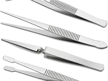 Jasol Tweezers Set 4-Piece Professional Stainless Steel Self Locking Hobby Tweezers for Craft Jewellery Stamps Model Making Electronics Stone Picking Tool