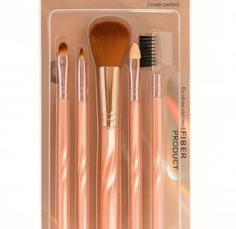 KIRA Professional 5Pcs Makeup Brushes – Powder, Eyeshadow, Lip, Eyebrow & Lash Tool Set Multicolour Handle