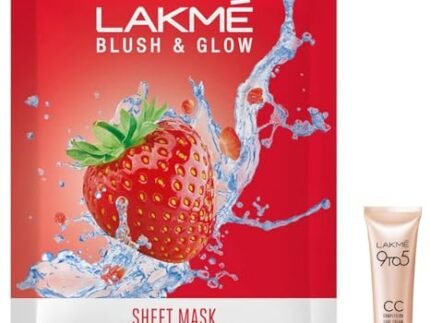 LAKMÉ 9 To 5 Cc Cream for All Skin Type Mini,01 – Beige,Light Face Makeup With Natural Coverage,Spf 30 – Tinted Moisturizer To Brighten Skin,9 G&Lakme Blush & Glow Strawberry Sheet Mask,25 Ml