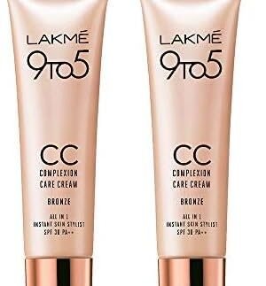 LAKMÉ 9 To 5 Complexion Care Cream, Medium, Radiant, Natural, Luminous, Dry| Bronze 9 G (Pack of 2)