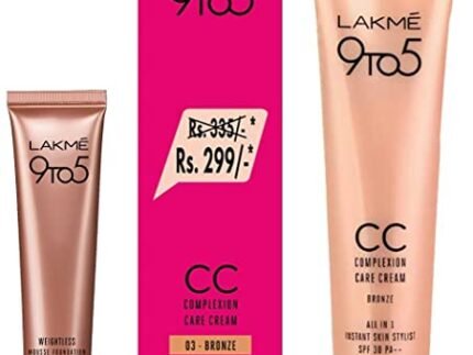 LAKMÉ 9 To 5 Complexion Care Face CC Cream For All Skin Type, Bronze, SPF 30, 30g & 9 to 5 Weightless Mousse Foundation Mini, Beige Vanilla, Natural Matte Finish Cream Foundation, 6g