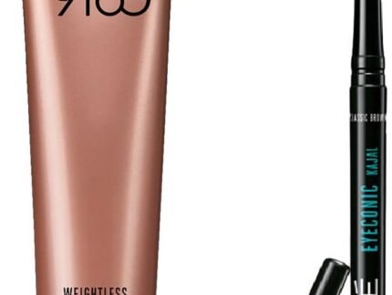 LAKMÉ 9 To 5 Weightless Matte Finish Mousse Light Coverage Foundation For All Skin Type & Lakme Eyeconic Kajal, 1 Count