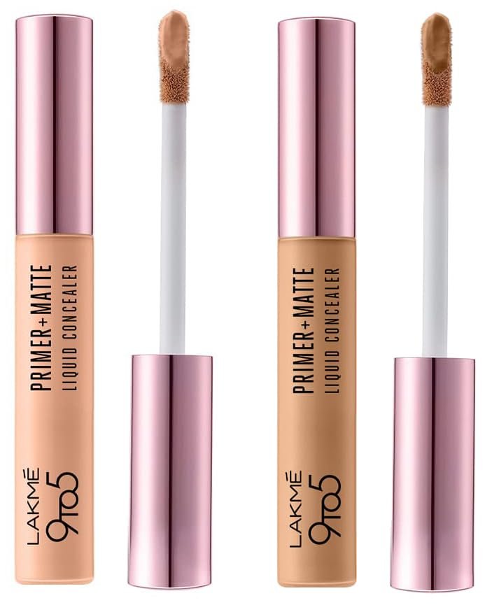 LAKMÉ 9To5 Primer+Matte Liquid Concealer 10 Ivory & Cream for All Skin Type Full coverage Concealer Matte Finish Beige 5.4 Ml LAKMÉ 9To5 Primer+Matte Liquid Concealer 10 Ivory & Cream for All Skin Type Full coverage Concealer Matte Finish Beige 5.4 Ml