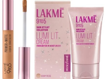 LAKMÉ 9To5 Primer+Matte Liquid Concealer 30 Cinnamon & Lakme Lumi Cream Full Coverage for All Skin Type – Face Cream for All Skin Type With Moisturizer + Highlighter