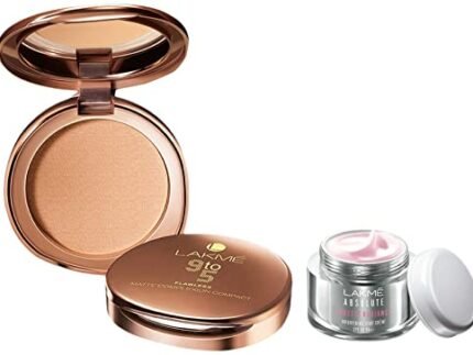 LAKMÉ Absolute Perfect Radiance Skin Brightening Day Cream, Light, 50G And Lakme 9 To 5 Flawless Matte Complexion Compact, Melon, 8G