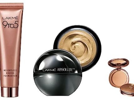 LAKMÉ Absolute Skin Natural Mousse,Full Ivory Fair 01, SPF 8, 25g & 9 to 5 Flawless Matte Complexion Compact Powder, 8g & 9 to 5 Weightless Mousse Foundation, Rose Ivory, 25g