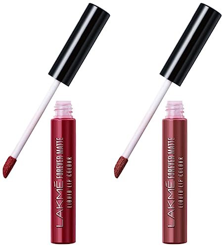 LAKMÉ Forever Matte Liquid Lip Colour, Nude Dream, 5.6ml & Forever Matte Liquid Lip Colour, Crimson Rose, 5.6ml LAKMÉ Forever Matte Liquid Lip Colour, Nude Dream, 5.6ml & Forever Matte Liquid Lip Colour, Crimson Rose, 5.6ml