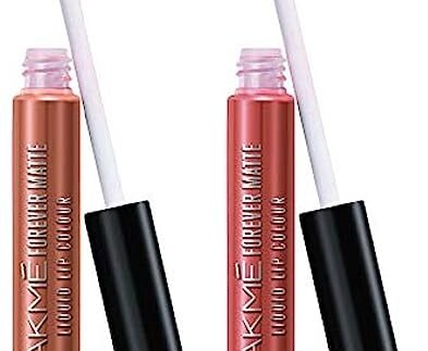 LAKMÉ Forever Matte Liquid Lip Colour, Nude Latte, 5.6ml & LAKMÉ Forever Matte Liquid Lip Colour, Coral Sense, 5.6ml