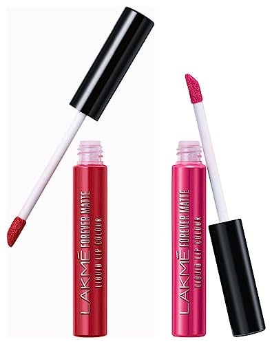 LAKMÉ Forever Matte Liquid Lip Colour, Pink Prom, 5.6 Ml & Forever Matte Liquid Lip Colour, Red Carpet, 5.6 Ml LAKMÉ Forever Matte Liquid Lip Colour, Pink Prom, 5.6 Ml & Forever Matte Liquid Lip Colour, Red Carpet, 5.6 Ml