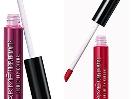 LAKMÉ Forever Matte Liquid Lip Colour, Wine Glow, 5.6ml & Lakmé Forever Matte Liquid Lip Colour, Red Revival, 5.6 ml
