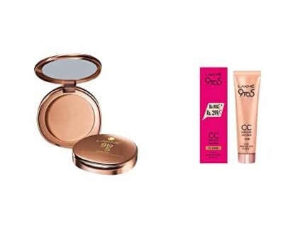 LAKMÉ Full Coverage 9 to 5 Flawless Matte Complexion Compact For Oily Skin, Almond, 8g And Lakme 9 to 5 Complexion Care CC Cream, Almond, 30g