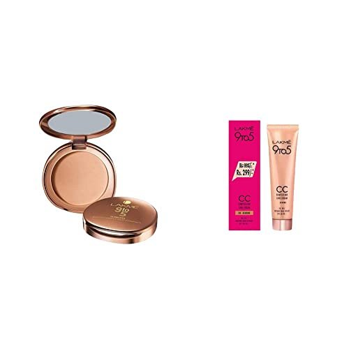 LAKMÉ Full Coverage 9 to 5 Flawless Matte Complexion Compact For Oily Skin, Almond, 8g And Lakme 9 to 5 Complexion Care CC Cream, Almond, 30g LAKMÉ Full Coverage 9 to 5 Flawless Matte Complexion Compact For Oily Skin, Almond, 8g And Lakme 9 to 5 Complexion Care CC Cream, Almond, 30g