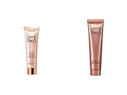 LAKMÉ Light Coverage Matte Complexion Care Face Cream For All, Beige, 9g & 9 To 5 Weightless Mousse Foundation, Beige Vanilla, 6g