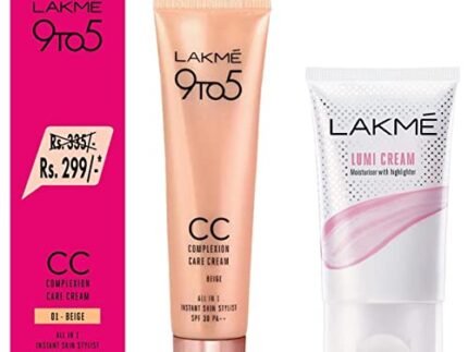 LAKMÉ Lumi Cream, Moisturizer with Highlighter, Enriched with Niacinamide for All Skin Type, 30g & 9 To 5 Complexion Care Face CC Cream, Beige, SPF 30, Conceals Dark Spots & Blemishes, 30g