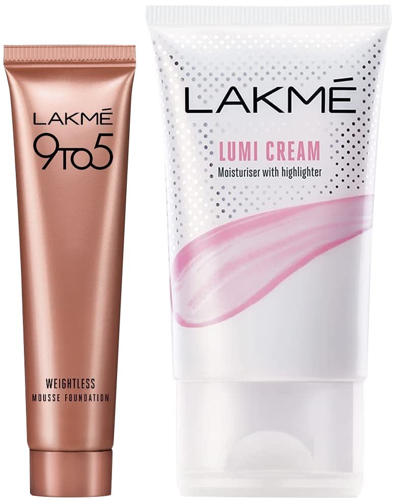 LAKMÉ Lumi Cream for All Skin types, 30 gm & 9 to 5 Weightless Mousse Foundation Mini, Beige Vanilla, Natural Matte Finish Cream Foundation – Long Lasting Full Coverage Face Makeup, 6 g LAKMÉ Lumi Cream for All Skin types, 30 gm & 9 to 5 Weightless Mousse Foundation Mini, Beige Vanilla, Natural Matte Finish Cream Foundation – Long Lasting Full Coverage Face Makeup, 6 g