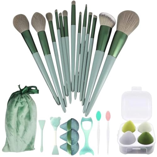 LAVENUST 24-Piece Professional Makeup Brush Set – Premium Foundation, Eyeshadow & Blending Brushes for Flawless Makeup Application (Green) LAVENUST 24-Piece Professional Makeup Brush Set – Premium Foundation, Eyeshadow & Blending Brushes for Flawless Makeup Application (Green)