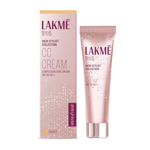 Lakme 9 to 5 CC Cream Frappe with 3% Niacinamide Complex SPF30 PA++ | 90% lightweight moisturizing cream for Care & 10% Foundation for Care |Conceals Dark Spots| Brightens Skin |30 g Lakme 9 to 5 CC Cream Frappe with 3% Niacinamide Complex SPF30 PA++ | 90% lightweight moisturizing cream for Care & 10% Foundation for Care |Conceals Dark Spots| Brightens Skin |30 g