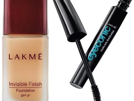 Lakmé Eyeconic Lash Curling Mascara, Black, 9ml And Lakmé Invisible Finish SPF 8 Foundation, Shade 01, 25ml
