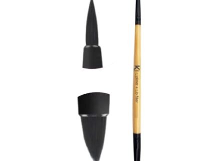 Lip Liner and Lip Filler Double Sided 2 in 1 Lipstick Gloss Applicator Brush Professional Series for Makeup with Smooth Soft Synthetic Bristles Anti Rust Aluminium Ferrule Wooden Handle Grip