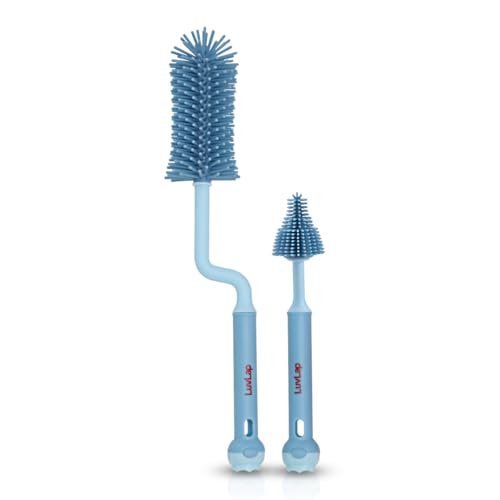 LuvLap 360° Movable Silicone Bristle Baby Feeding Bottle Cleaning Brush & Nipple Cleaner, Ergonomic Handle, Easy to Clean Bottle Corners for Narrow Neck & Wide Neck Feeding Bottles, Blue LuvLap 360° Movable Silicone Bristle Baby Feeding Bottle Cleaning Brush & Nipple Cleaner, Ergonomic Handle, Easy to Clean Bottle Corners for Narrow Neck & Wide Neck Feeding Bottles, Blue