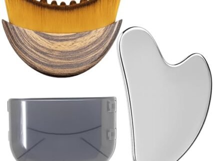 Lymphatic Contour Face Brush Kit, 1Pcs Facial Massage Brush + 1Pcs Stainless Steel Gua Sha Tool + 1Pcs Storage Case, for Jawline Contouring Puffiness Relief Relaxation