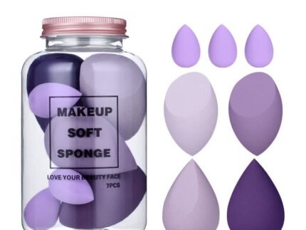 MACPLUS Makeup Sponge Set Blender with Egg Case, Soft Sponge For Liquid Foundation, Creams, and Powders Latex Free Wet and Dry Makeup (Multicolor 4 Big + 3 Mini -7 Pcs set)