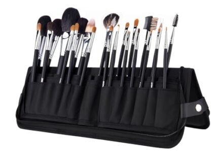 MAYCREATE® Makeup Brush Holder Bag Portable Travel Makeup Organizer Bag Foldable Zipper Cosmetic Makeup Brush Pouch Storage Case with 29 Elastic Pockets