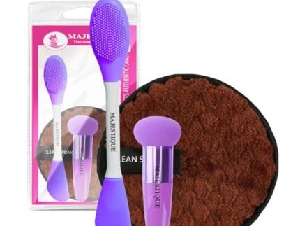 Majestique Facial Cleansing Pad, Mushroom Blender and Face Mask Applicator, Versatile Makeup Removal and Reusable multifunctional Set - 3Pcs/Multicolor