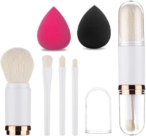 Makeup Brush Set 4 in 1 Portable Travel Blending Powder Foundation Brush, Lip Brush, Highlight Brush, Eyeshadow Brush, 2pc Makeup Sponge Set Beauty Blender with Egg Case, Soft Sponge For Liquid Foundation, Creams, and Powders Latex Free Wet and Dry Makeup Makeup Brush Set 4 in 1 Portable Travel Blending Powder Foundation Brush, Lip Brush, Highlight Brush, Eyeshadow Brush, 2pc Makeup Sponge Set Beauty Blender with Egg Case, Soft Sponge For Liquid Foundation, Creams, and Powders Latex Free Wet and Dry Makeup
