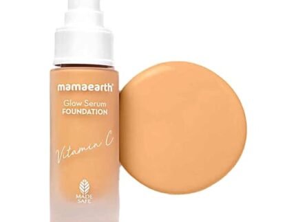 Mamaearth Glow Serum Matte Liquid Foundation Medium Coverage For All Skin Types With Vitamin C & Turmeric For 12-Hour Long Stay- 04 Sand Glow – 30 Ml, Pack Of 1