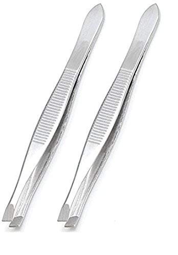 Metal Flat Tip Tweezer and Plucker, Silver, 50 g (Pack of 2) Metal Flat Tip Tweezer and Plucker, Silver, 50 g (Pack of 2)