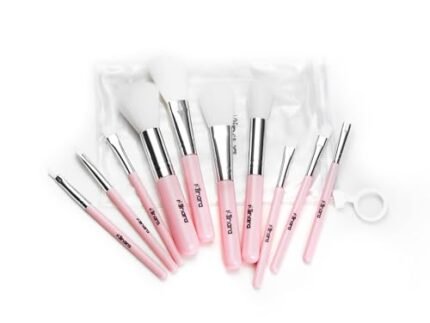 Minara Makeup Brush Set Of 10 With Easy To Carry Pouch (Pink) | Travel Size Cosmetic Brushes Kit For Face Foundation Brush Eyeshadow With Storage | Makeup Pouch For Women |