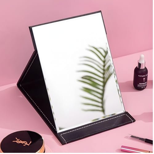 Mirror with Stand | Portable Folding Makeup Mirror for Office Desk, Vanity, Table & Travel | Compact Mirror Stand for Men & Women, Pack of 1 – Black Mirror with Stand | Portable Folding Makeup Mirror for Office Desk, Vanity, Table & Travel | Compact Mirror Stand for Men & Women, Pack of 1 – Black