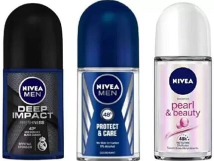 NIVEA Deodorant Roll-On Combo, Deep Impact, Men Protect & care, Pearl & Beauty, 50 Ml Each Deodorant Roll-on - For Men & Women (150 ml, Pack of 3)