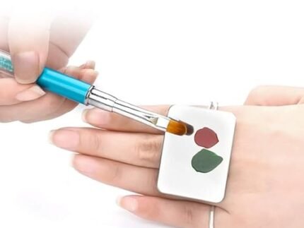 Nail Art Palette Stainless Steel Makeup Mixing Palette Ring Nail DIY Art Design Paint Color Mixing Palette Metal Tool (Pack of 1, Midiam)