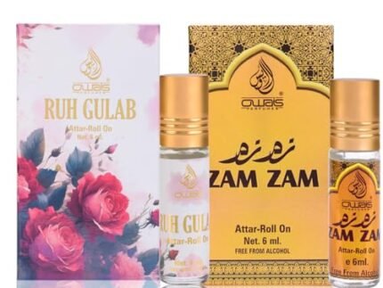 OWAIS Combo Rose & Zam Zam Attar | Alcohol Free |6ml x 2 |Long Lasting Perfume For Men & Women (Pack of 2)